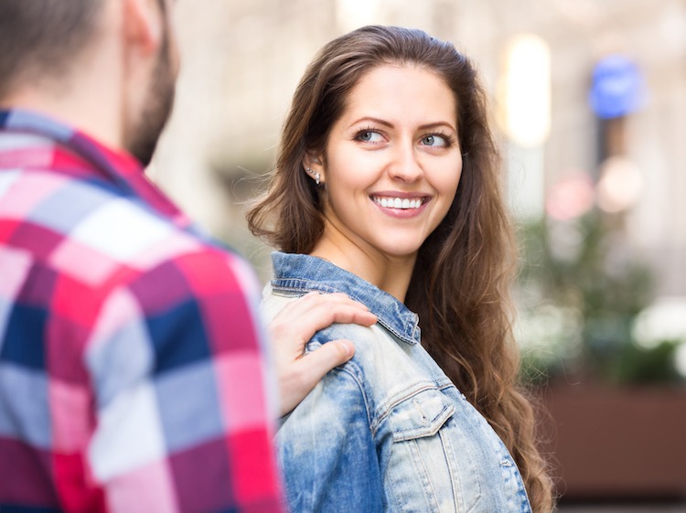 Man flirting with woman